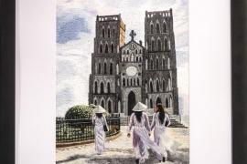Hand-embroidered painting - the church(OUT OF STOCK)